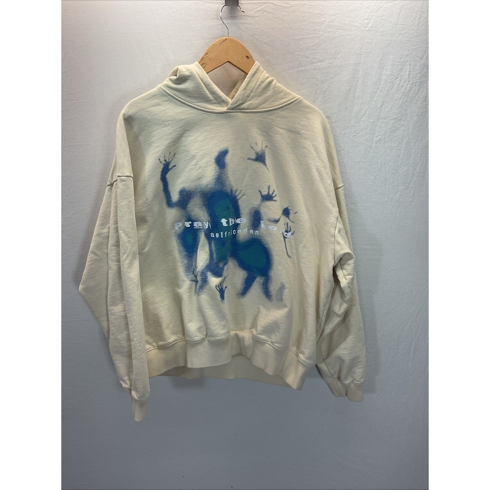 Aelfric Eden Pray The Lord Unisex Hoodie Cream Color Size Medium Oversized